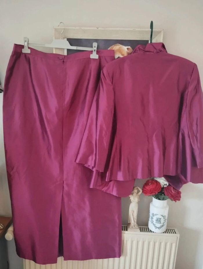 🌹 Ensemble Veste & Jupe Magenta Pure Soie Sintesis T50/52🌹 - photo numéro 16
