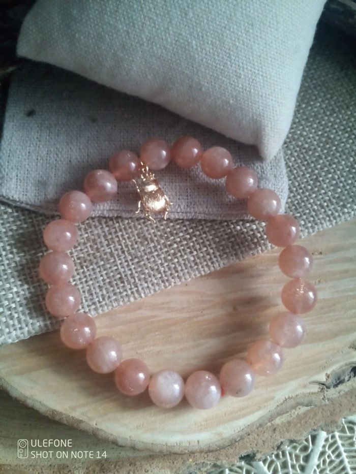 Bracelet scarabée pierres de lune orangées - photo numéro 2