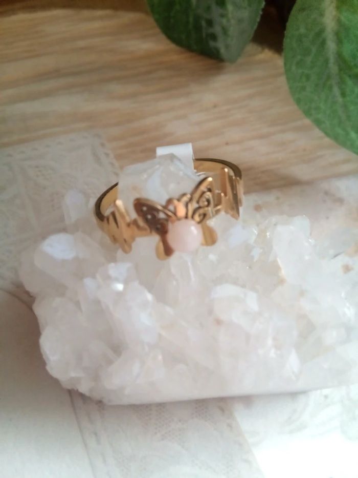 Bague papillon quartz rose - photo numéro 2