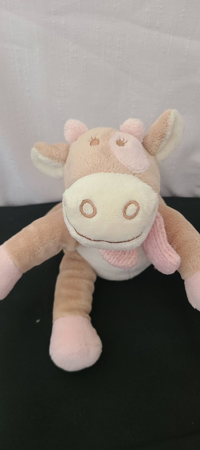 peluche Lola vache NOUKIE'S rose beige écharpe cocard - photo numéro 5