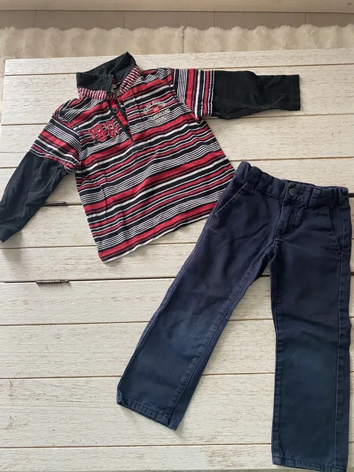 Ensemble pantalon habillé + polo garçon 4 ans