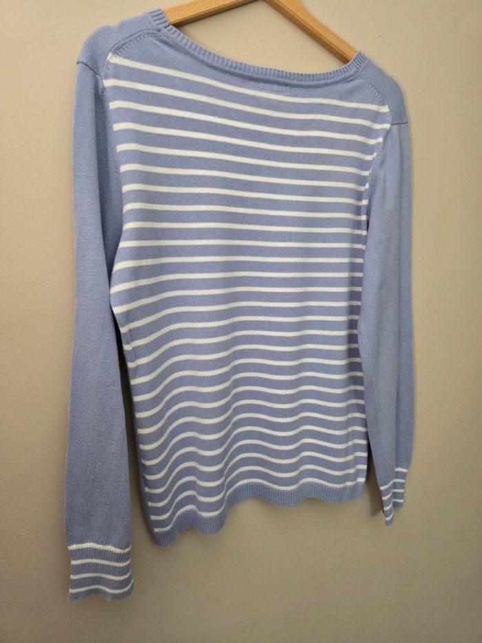 Pull Tommy Hilfiger lavande L logo TH rayédans le dos / casual chic doux - photo numéro 7