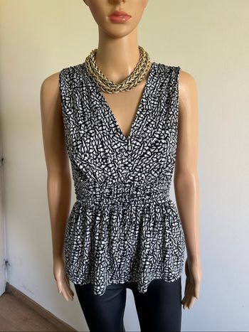 Blouse imprimée noire et blanche sans manches Morgan taille S jamais portée
