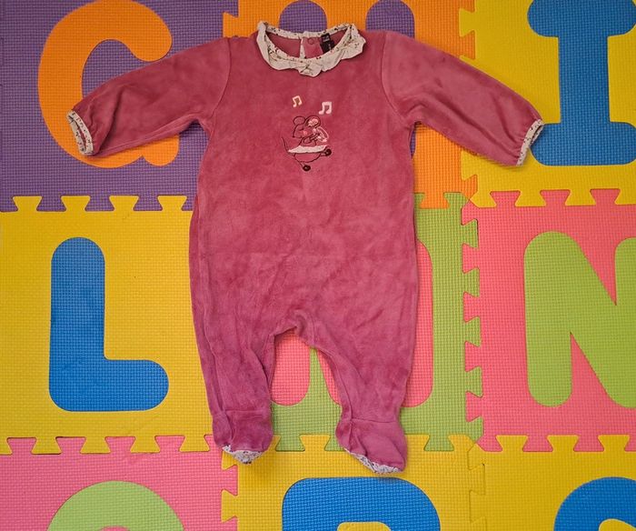 Pyjama grenouillère 1 pièce rose souris, sergent major, taille 6 mois (67 cm)