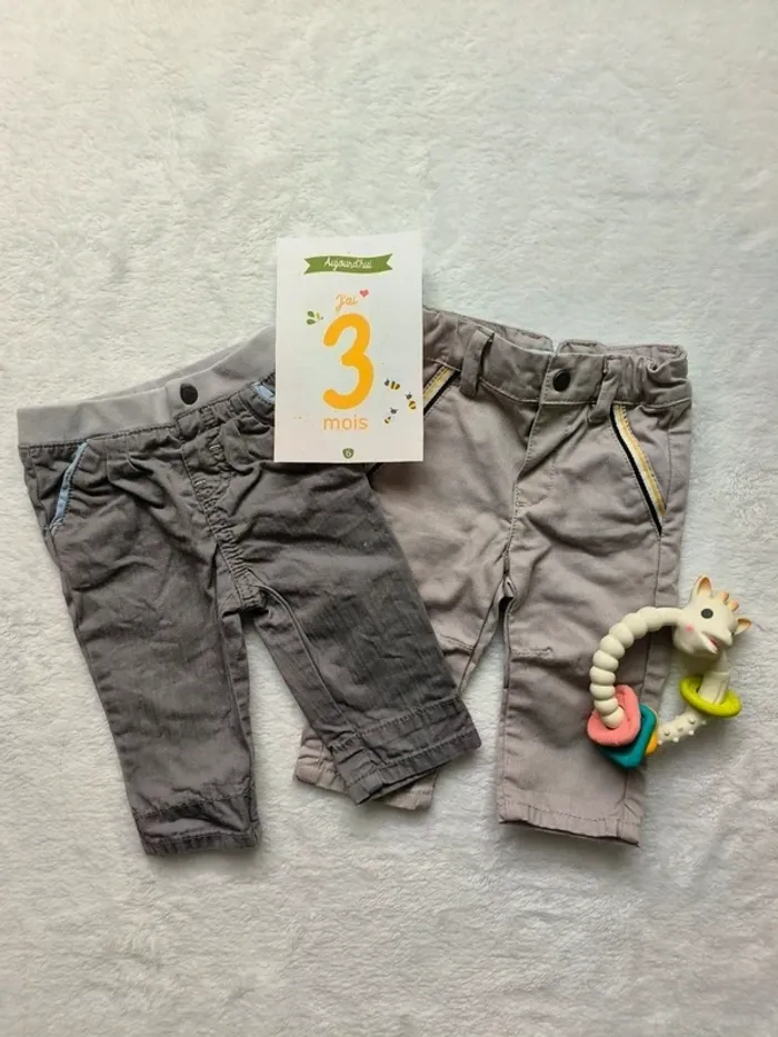 Lot 2 pantalons bébé 3 mois