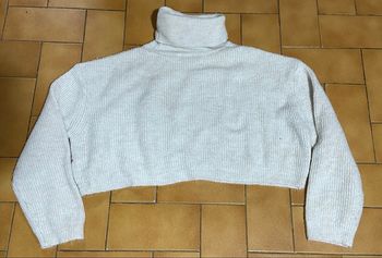 Pull à col roulé crop beige chiné  s stradivarius