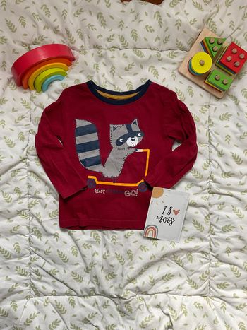 teeshirt manches longues bordeaux impression devant primark 18/24 mois