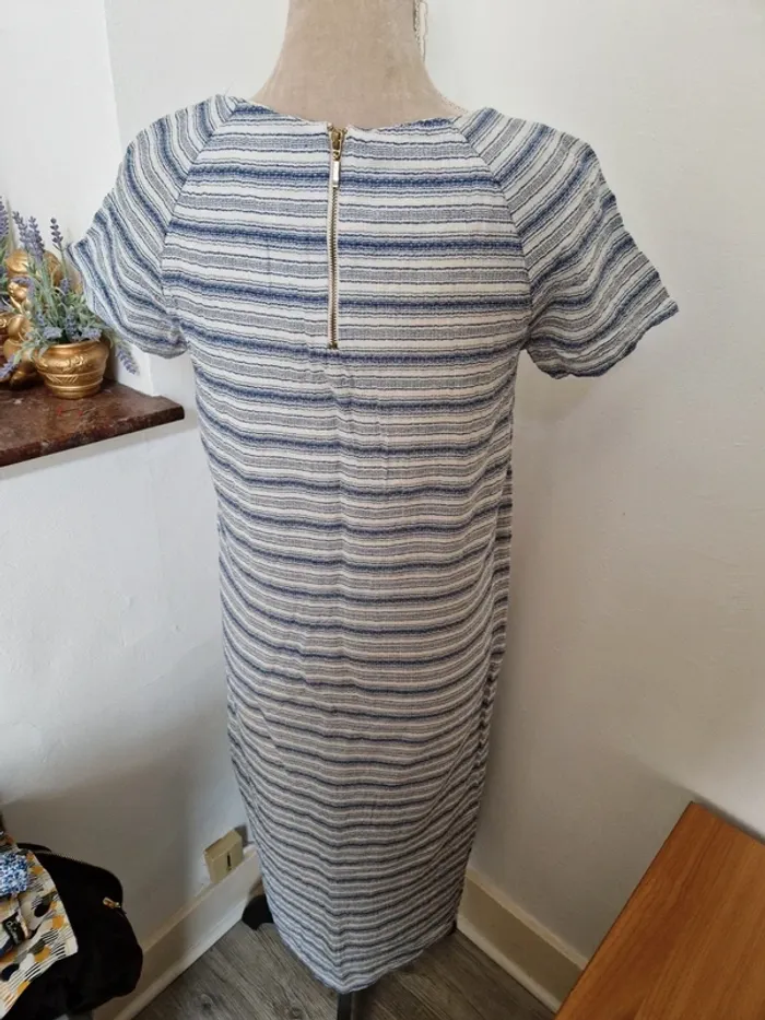Robe longue monoprix taille 38 écru et bleu - photo numéro 2