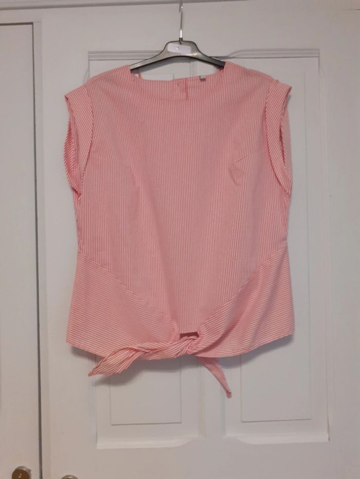Blouse rose,rayée, taille 40