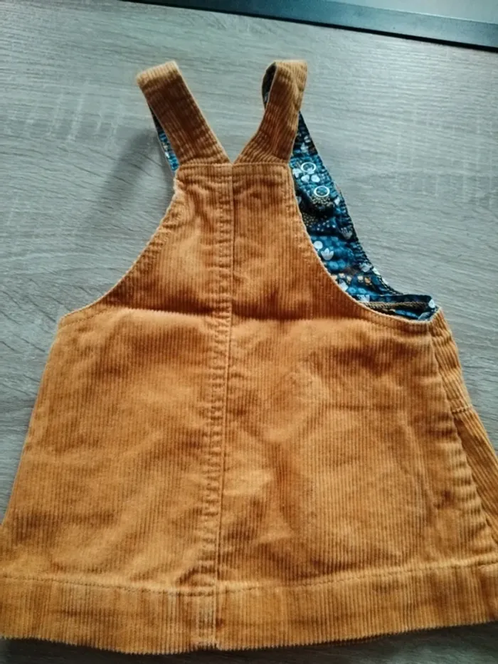 Robe salopette jaune moutarde velours Obaibi 3 mois - photo numéro 3