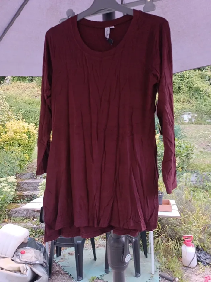 T-shirt manche longue femme rouge - photo numéro 4