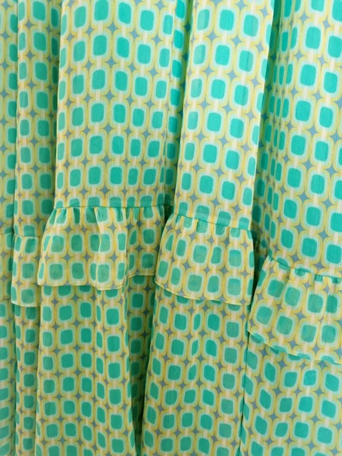 Robe longue imprimée vert bleu été 38 neuve - photo numéro 5