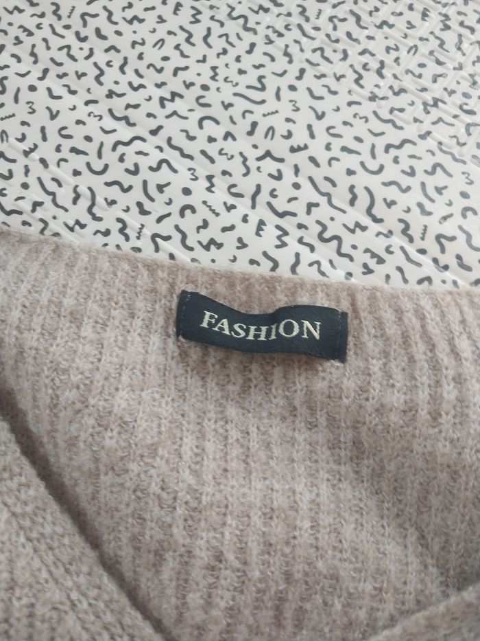 pull beige cœur rouge femme doux chaud taille 36 38 40 oversize tendance - photo numéro 5