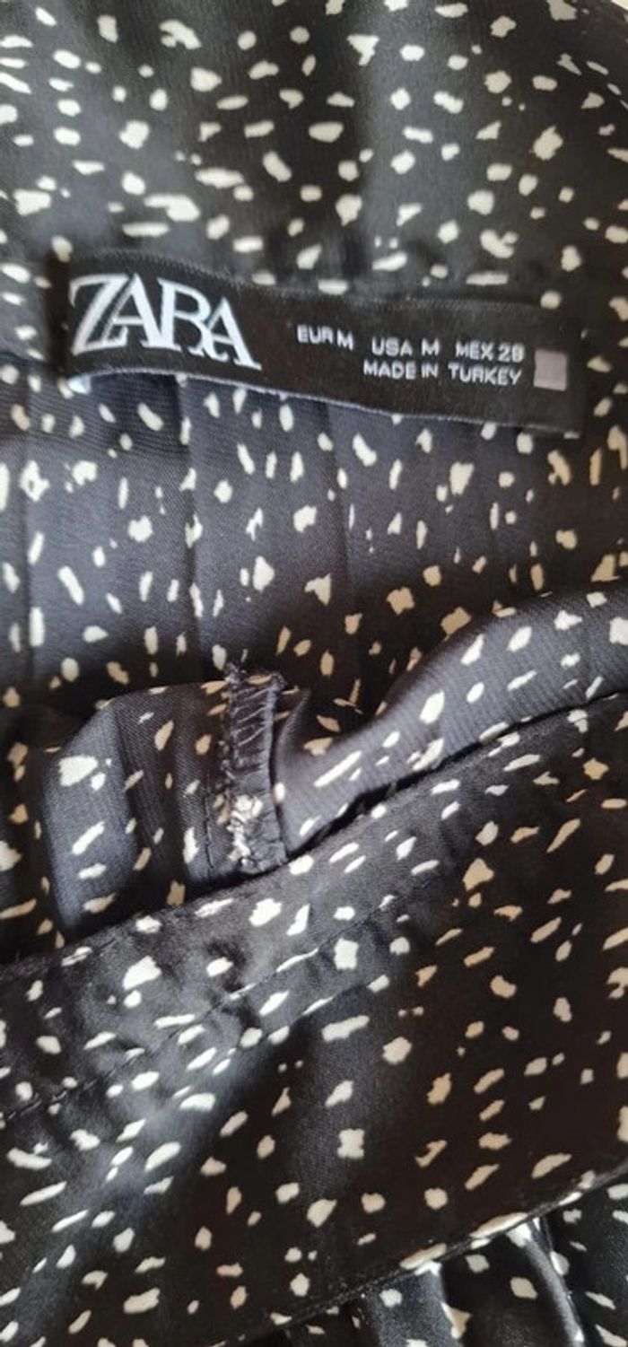 Jupe longue asymétrique plissée et fendue Zara noir a pois taille M - photo numéro 3