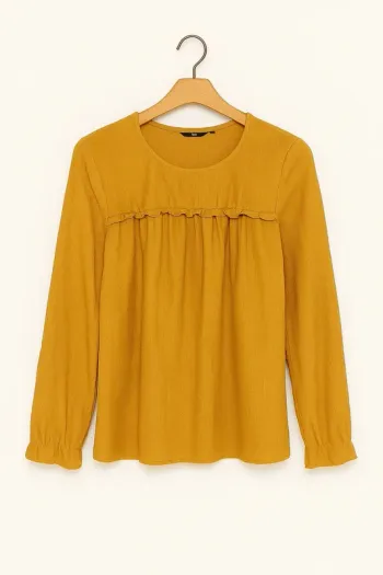 💛 Blouse femme jaune moutarde – Kiabi – Taille 38 – Très bon état 🌼