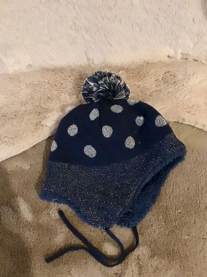 Très beau bonnet marrine et argenté taille 6/22 mois Obaibi intérieur polaire (1223 - photo numéro 2