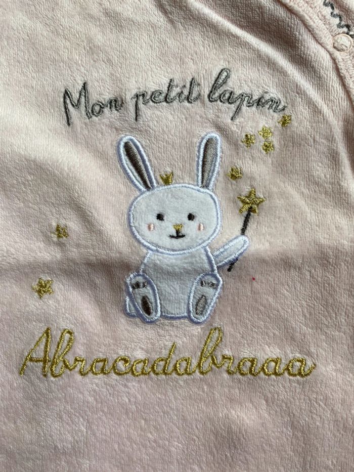 Pyjama rose lapin Kiabi 6 mois - photo numéro 3