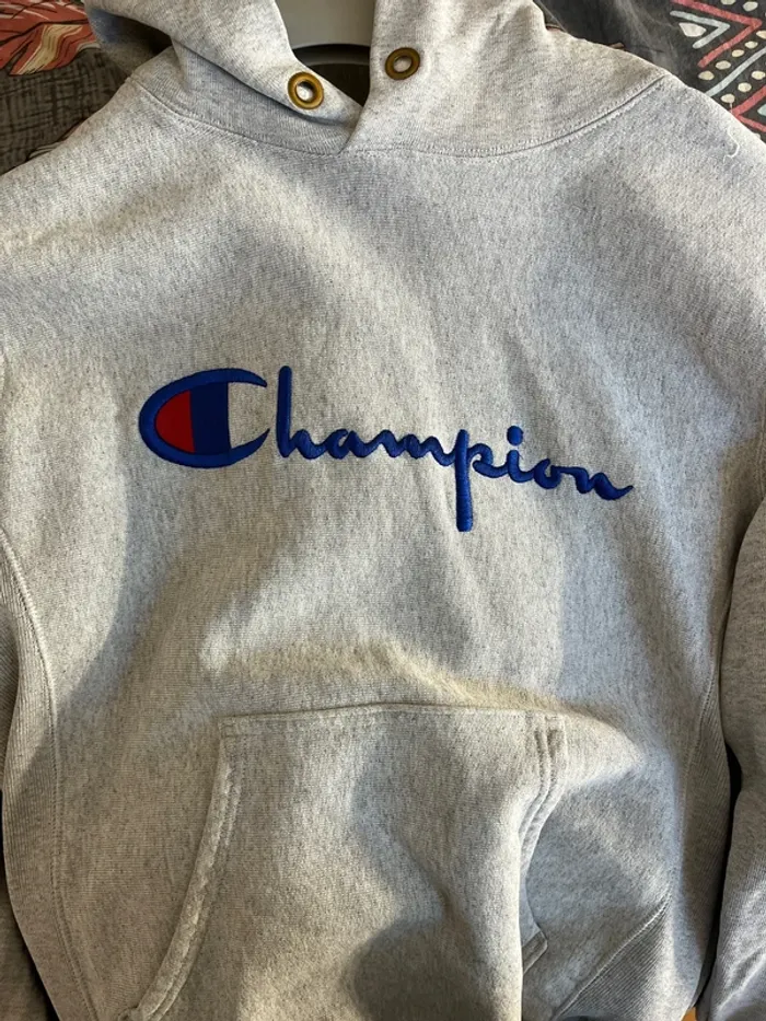 Sweat à capuche, champion gris - photo numéro 4