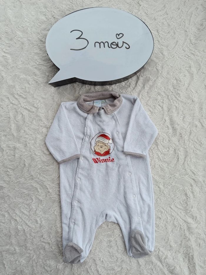 Pyjama grenouillère velours Garçon 3 mois Winnie l'ourson the pooh père noël Disney