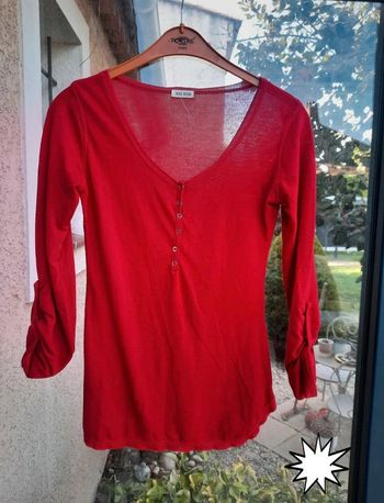 Blouse  rouge fluide coton Vintage dressing T 36