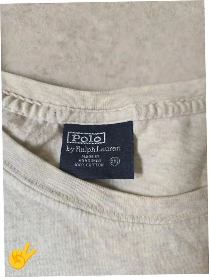 T-shirt Ralph Lauren XL coupe col rond blanc beige Homme Men tee004b - photo numéro 3