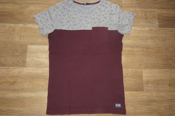 TEE SHIRT MC GRIS ET BORDEAUX "BIZZBEE" - TAILLE XS - n°09