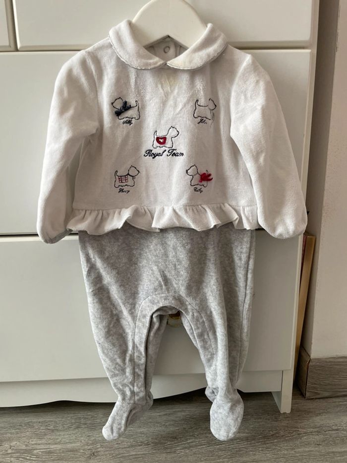 Grenouillère pyjama bébé fille blanc gris 6 9 mois