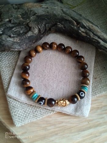 Bracelet bouddha pierres oeil de tigre