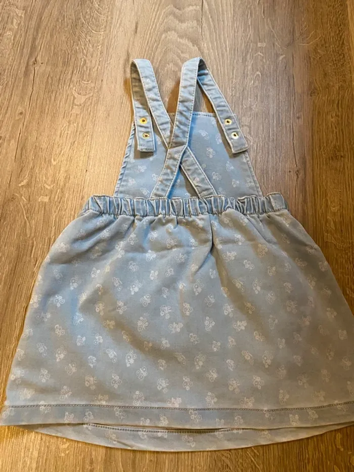robe en jean à papillons/ fleurs blanches inextenso 2 ans - photo numéro 2