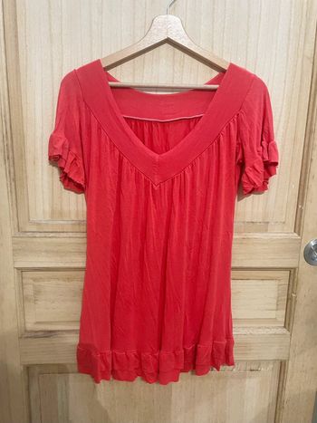 Tunique fluide uni col V manches courtes taille M