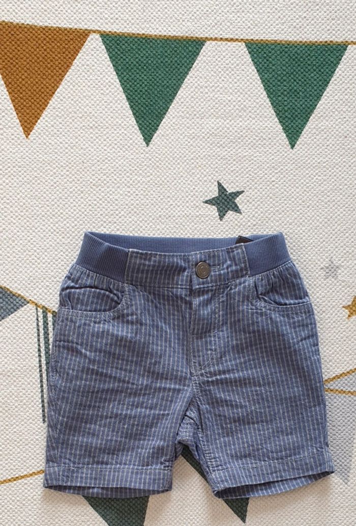 Short rayé bleu blanc, taille 9 - 12 mois, H&M