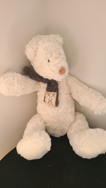 Doudou Peluche Ours Blanc Articule Mika Moulin Roty