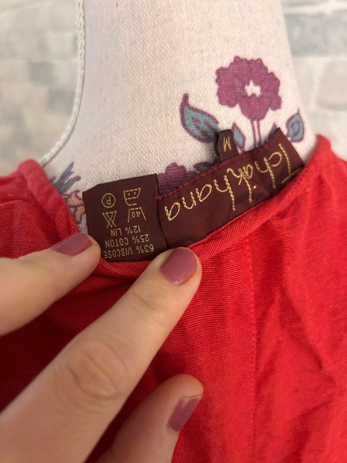 Robe d’été rouge en lin femme M - photo numéro 6
