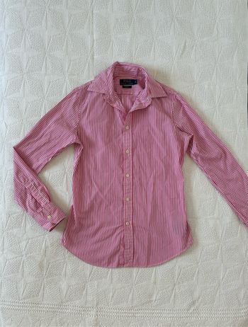 Chemise Ralph Lauren rose rayée blanche