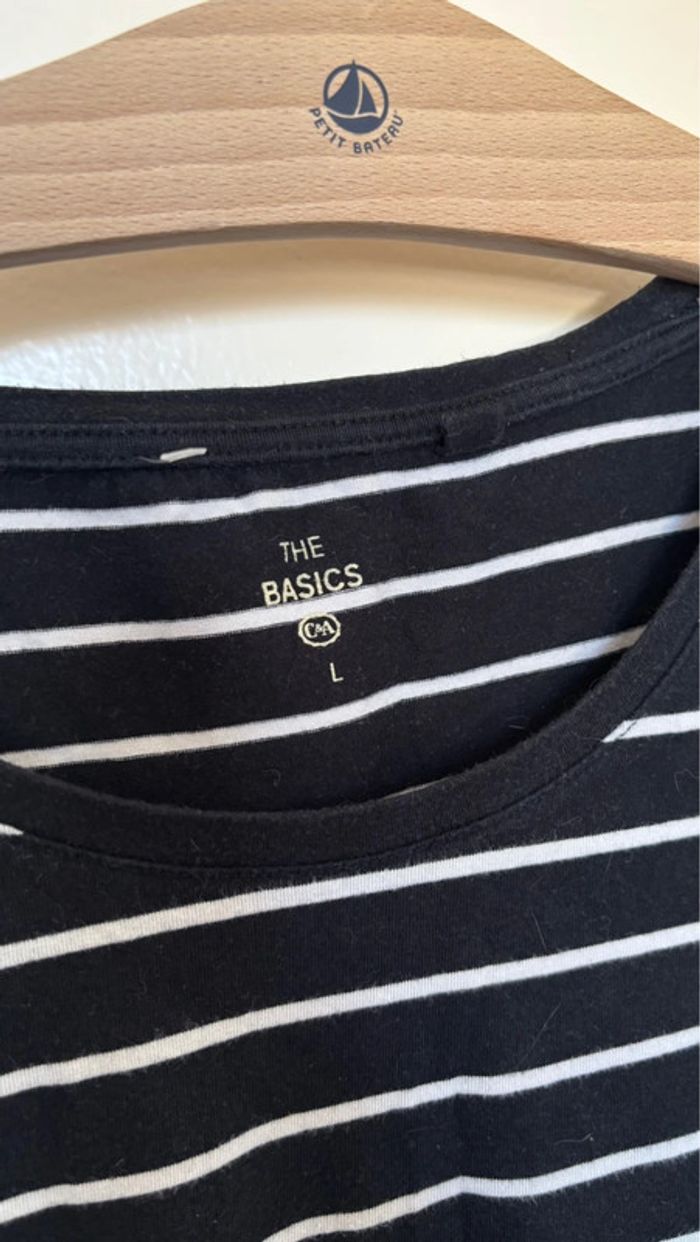 T shirt marinière taille L C&A en bon état - photo numéro 2