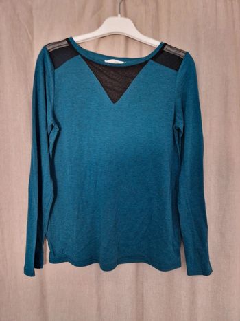 T shirt manches longues bleu canard