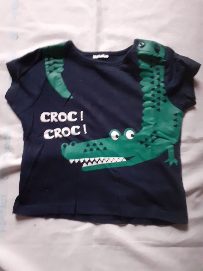 Tee shirt marine motif crocodile vert