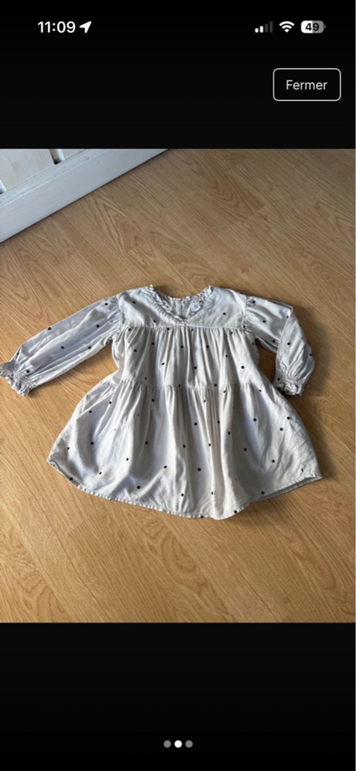 Robe beige à pois Zara fille taille 12/18 mois - photo numéro 3