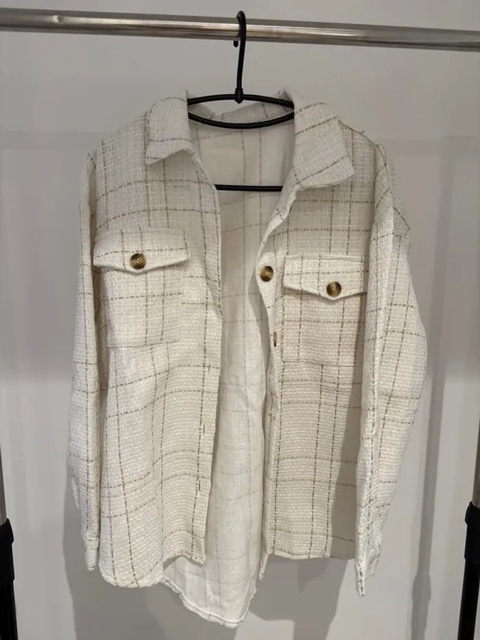 Veste blanche/ beige et doré - photo numéro 2