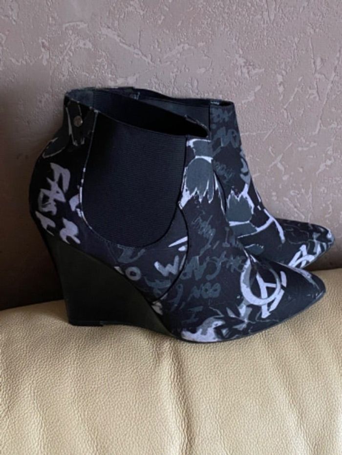 Bottines Kokai P38 noires imprimées