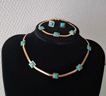 Parure maille serpent avec pierre turquoises acier inoxydable