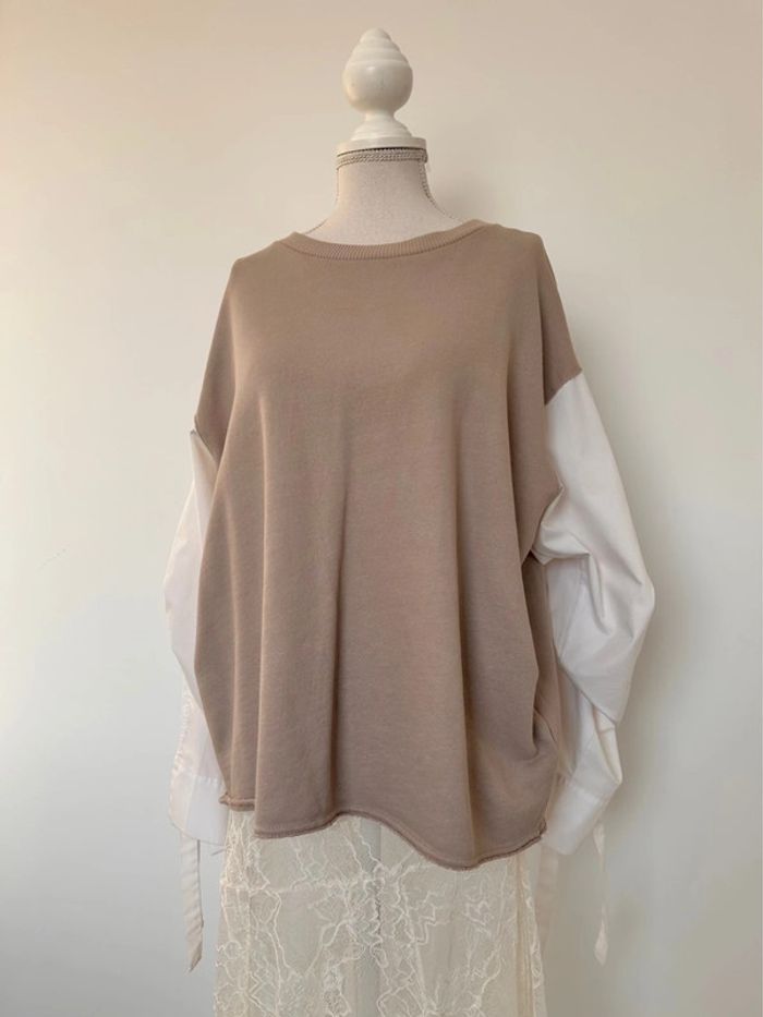 Sweat zara chemise camicia t-shirt camisa noeud M Maglia blouse haut folder blusa blouse t-shirt