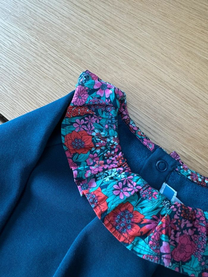 Robe en molleton bleu marine et col froufrou liberty Margaret Annie - Taille 3 Ans - photo numéro 7