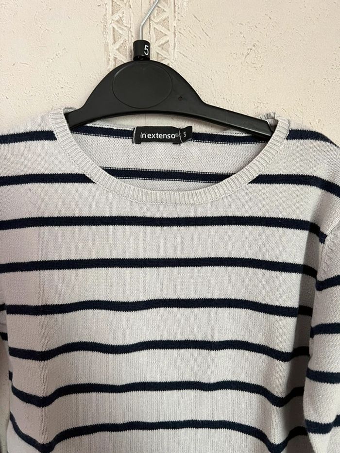 Pull léger blanc et noir de chez In Extenso - photo numéro 3