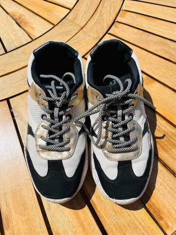 Baskets femme doré noir sport ville mode tenue besson chaussures