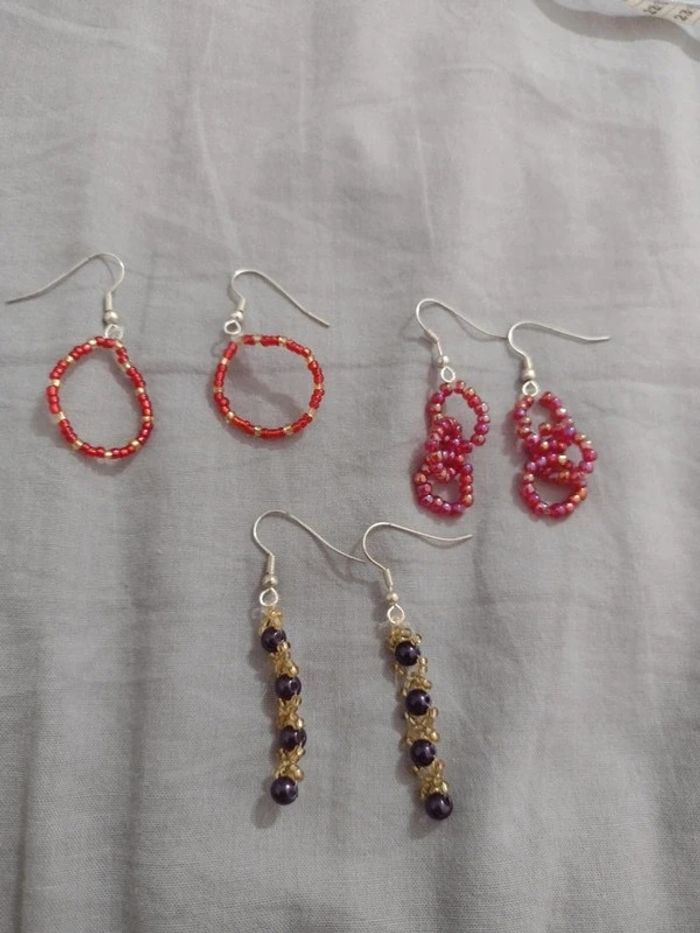 Lot de 3 paires de boucles d'oreilles fait main