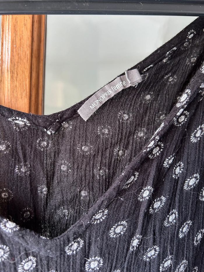 Combinaison pantalon fluide Monoprix noir avec motif blanc - photo numéro 4