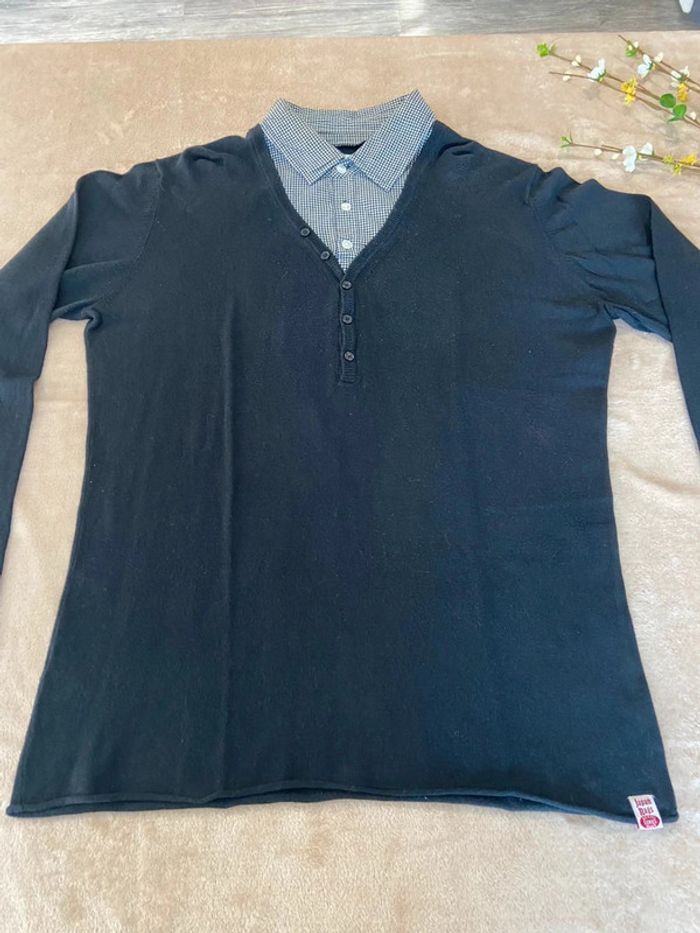 Pull fin col chemise homme XL - photo numéro 2