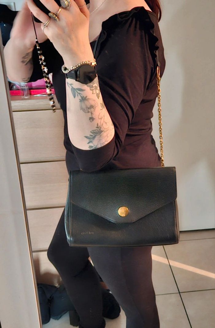 Sac à main noir bandoulière chaîne dorée Nat et Nin - photo numéro 8