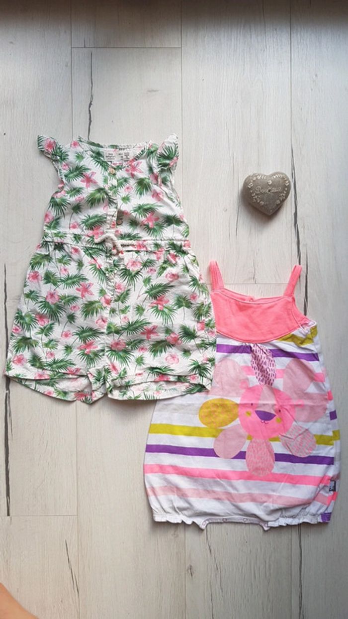 Lot de 2 combinaisons estivales fille 18mois
